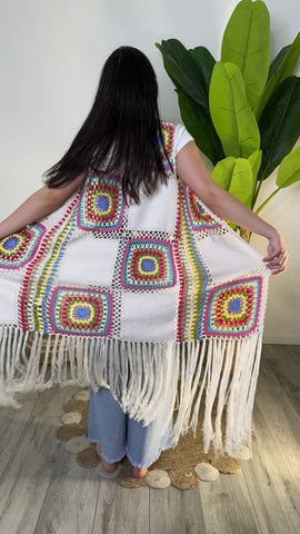 Gilet Lungo Frange Burro