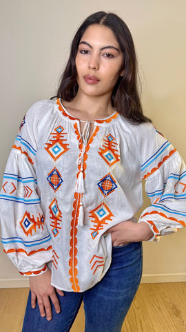 Blusa bordada Inca bianca