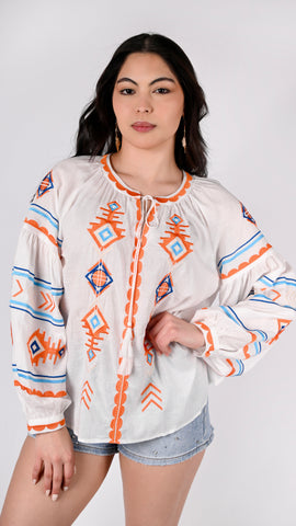 Blusa bordada Inca bianca