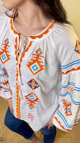 Blusa bordada Inca bianca