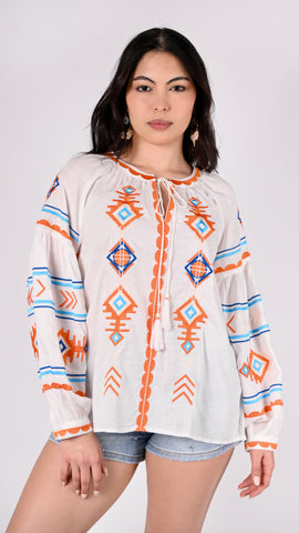 Blusa bordada Inca bianca